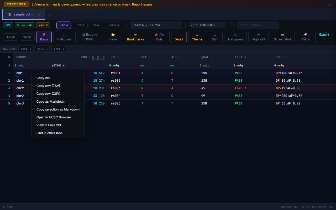 Cell right-click context menu