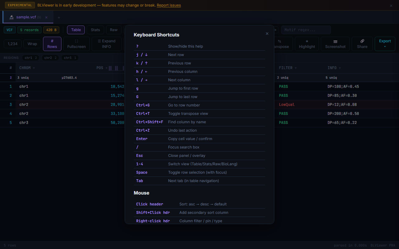 Keyboard shortcuts overlay